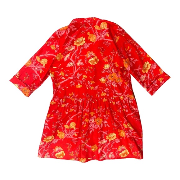 Tuckernuck Vida De Las Flores Royal Shirt Dress Sz L Floral Leaves - Picture 4 of 7